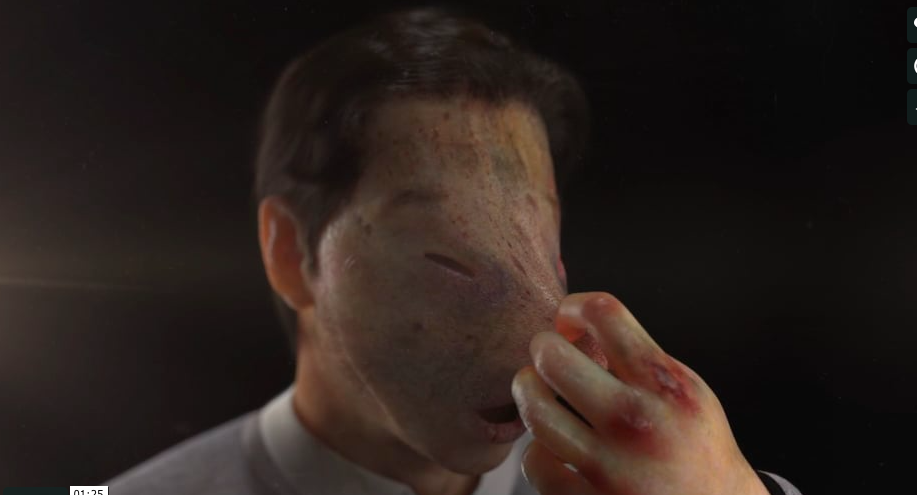 Videostill. «Safe Conduct» (2016) by Ed Atkins. Courtesy of the artist, Gallery Isabella Bortolozzi, Berlin, Cabinet Gallery, London, Gavin Brown’s Enterprise, New York/Rom, and dépendance, Brussels. © Ed Atkins.