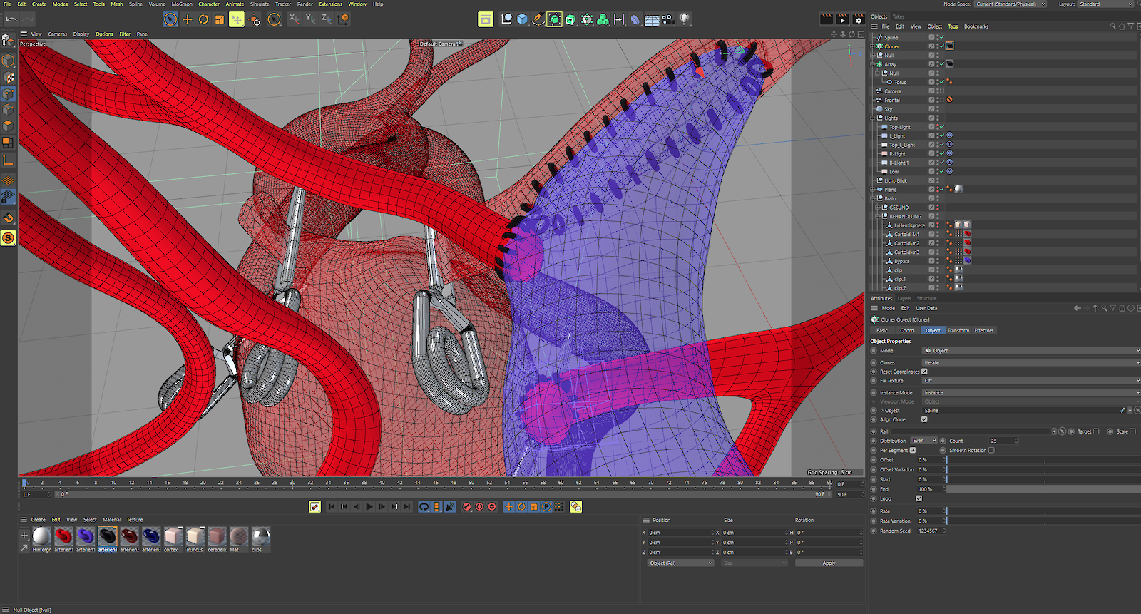 Detail of the digital workspace during modelling.