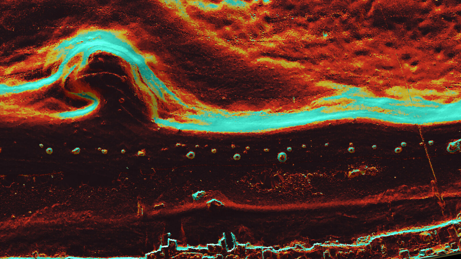 Colouring of the different terrain inclination angles in a colour spectrum for better visibility of individual «Bodensee-Hügeli».